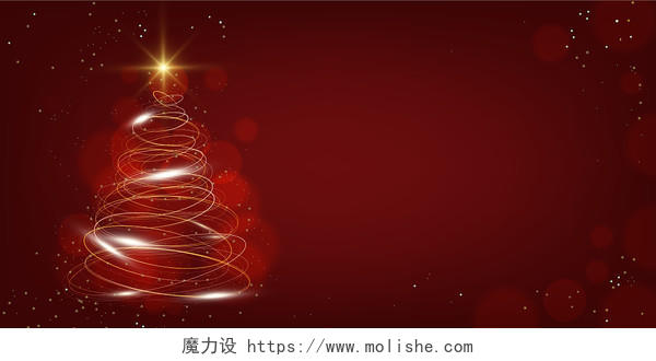 红色渐变简约光晕圣诞树圣诞快乐展板背景